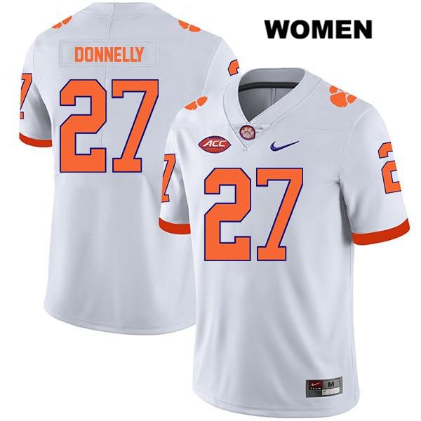 Women's Clemson Tigers #27 Carson Donnelly Stitched White Legend Authentic Nike NCAA College Football Jersey JGL6346LE